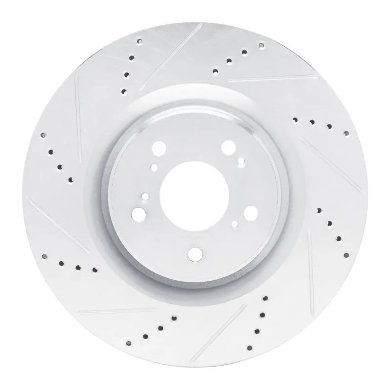 R1 2021-2025 Acura Tlx Front Left Drilled & Slotted Silver Brake Rotor 1