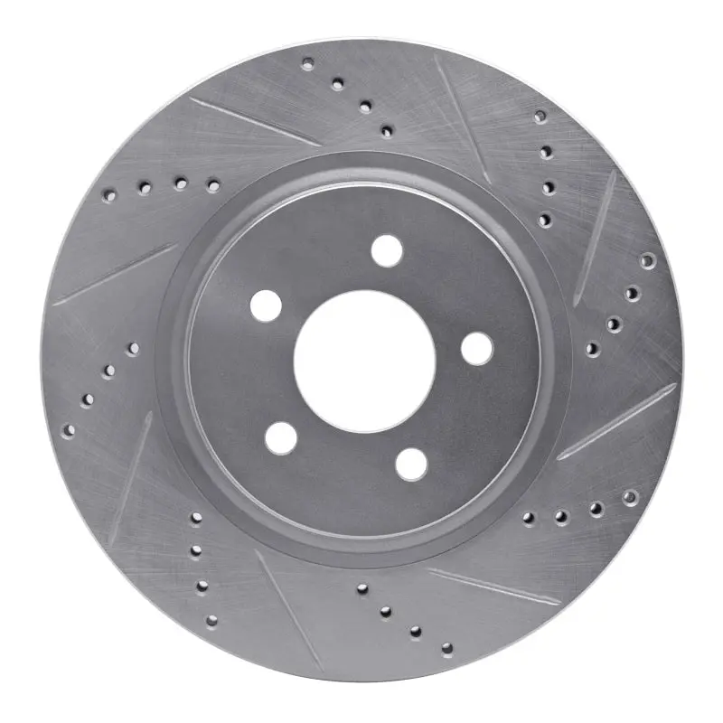 R1 94-04 Ford Mustang Front Right Drilled & Slotted Silver Brake Rotor 1