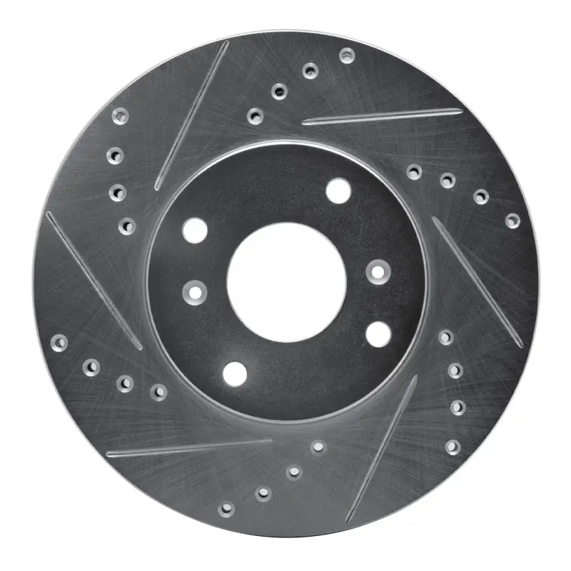 R1 98-99 Acura Cl Front Left Drilled & Slotted Silver Brake Rotor 1