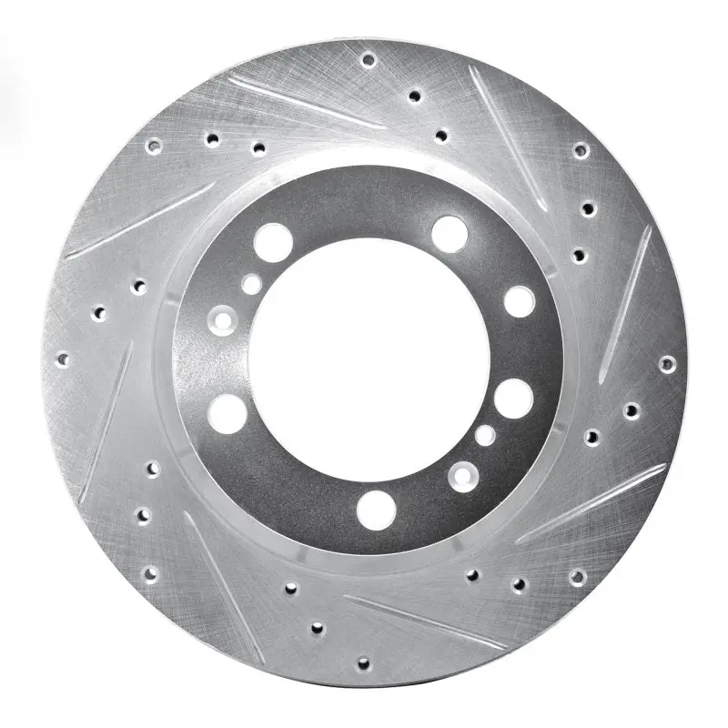 R1 91-97 Porsche 911 Left Rear Drilled & Slotted Silver Brake Rotor 1