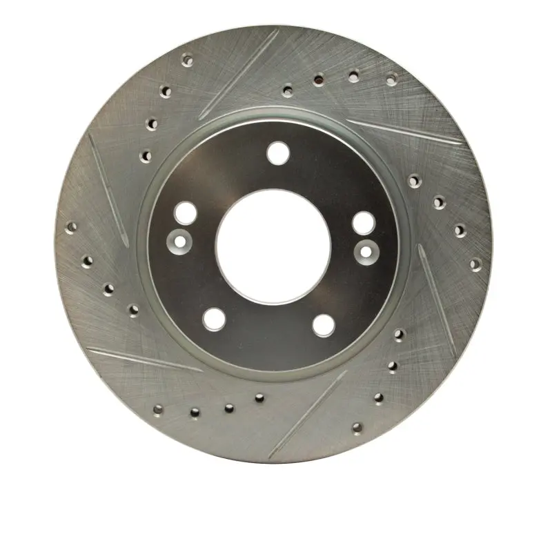 R1 07-10 Hyundai Elantra Front Left Drilled & Slotted Silver Brake Rotor 1