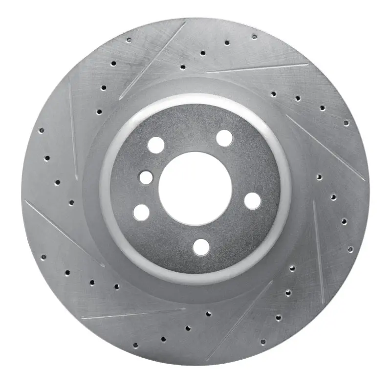 R1 10-14 Bmw X5 Rear Left Drilled & Slotted Silver Brake Rotor 1
