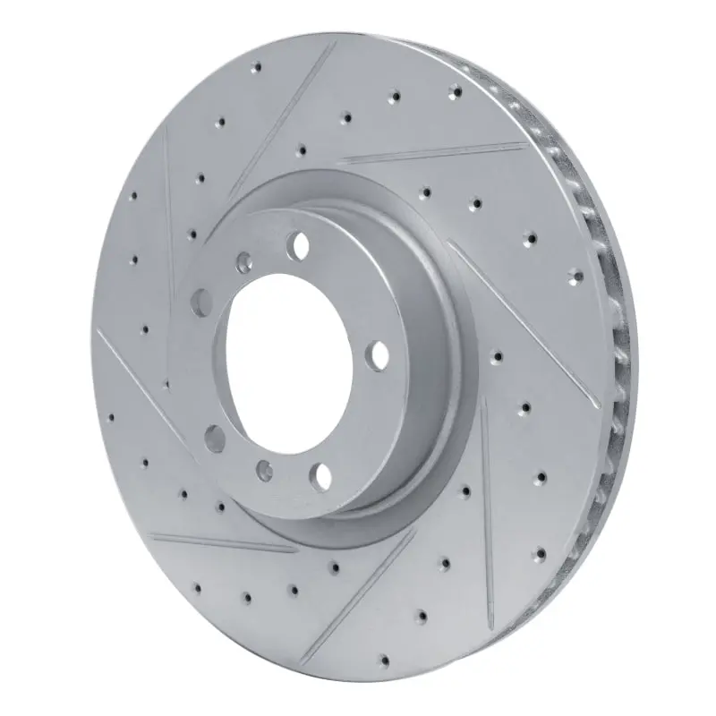 R1 10-24 Audi Rs E-Tron Gt Left Front Drilled & Slotted Silver Brake Rotor 2