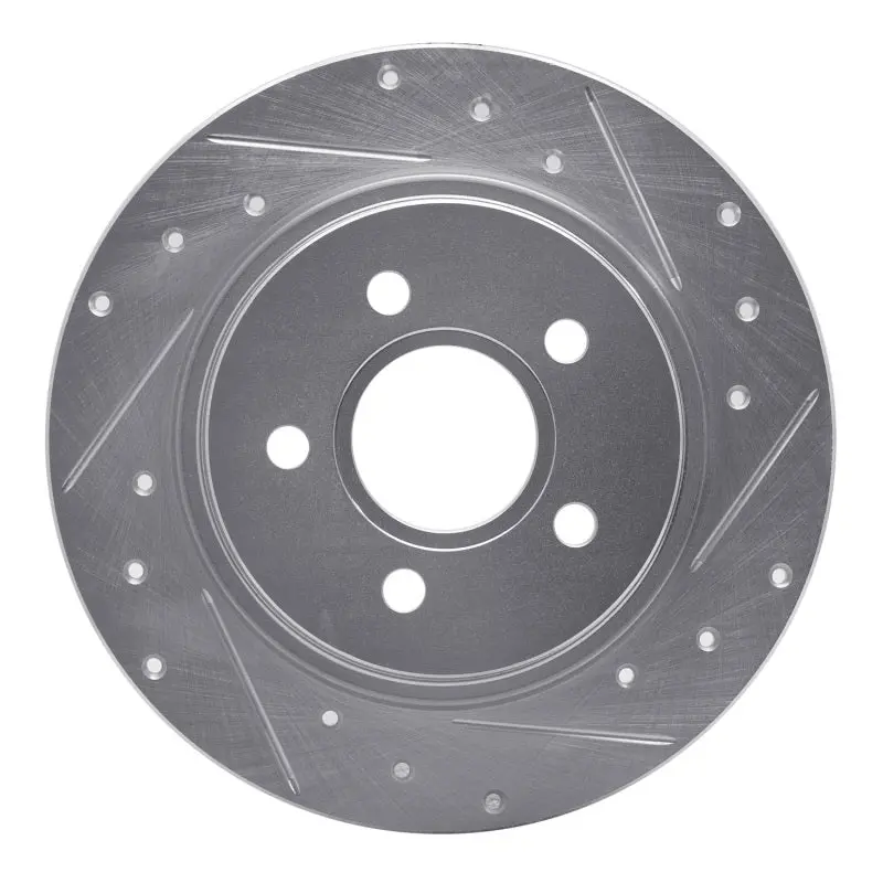 R1 04-13 Volvo V50 Rear Right Drilled & Slotted Silver Brake Rotor 1