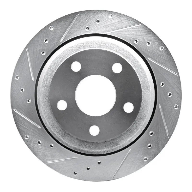 R1 11-25 Dodge Durango Rear Left Drilled & Slotted Silver Brake Rotor 1