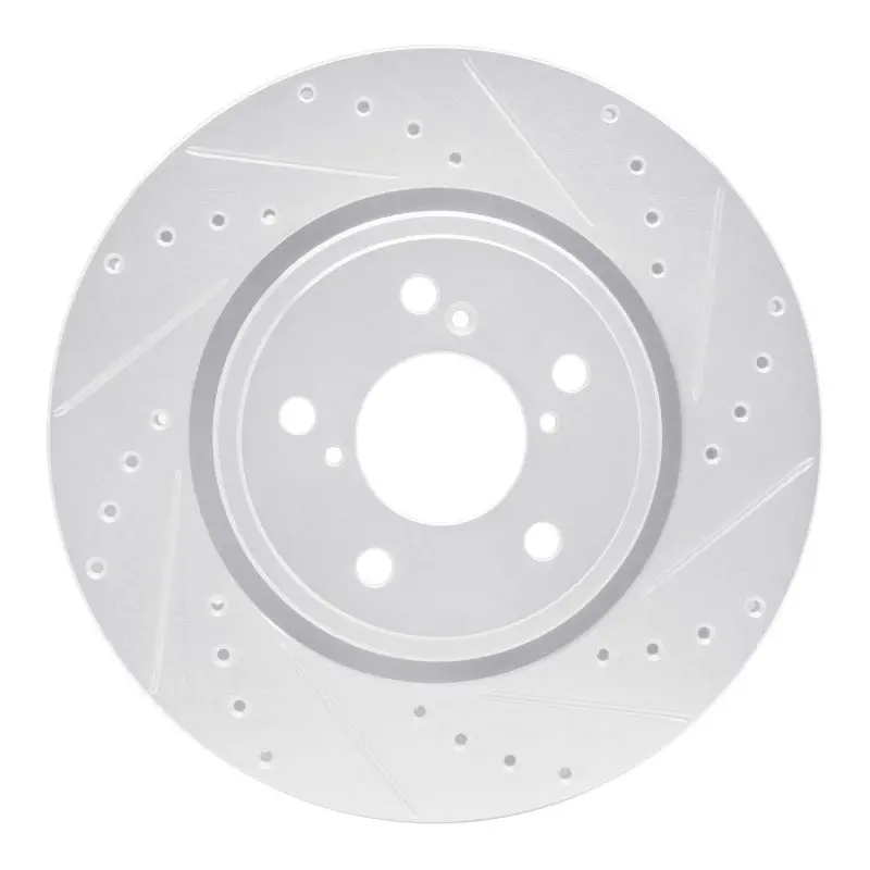 R1 17-20 Acura Mdx Front Right Drilled & Slotted Silver Brake Rotor 1