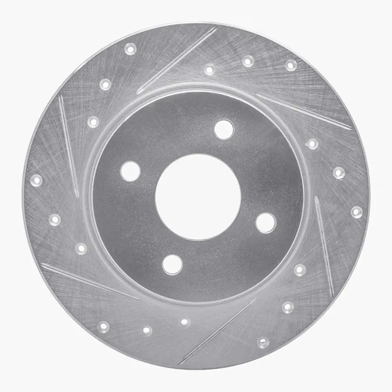 R1 18-22 Ford Ecosport Rear Left Drilled & Slotted Silver Brake Rotor 1