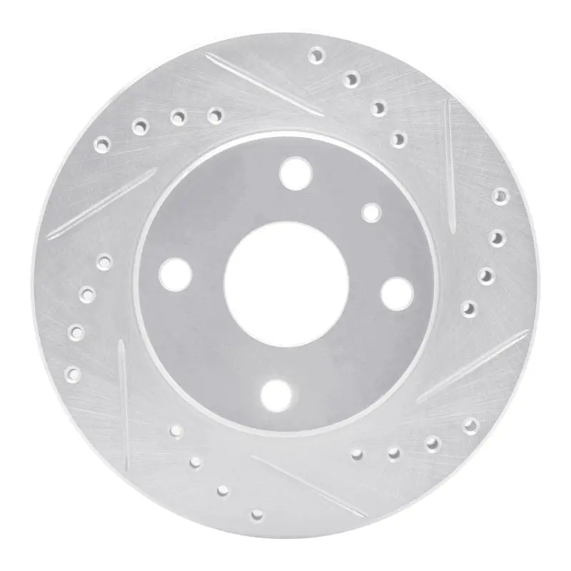 R1 90-01 Ford Escort Front Right Drilled & Slotted Silver Brake Rotor 1