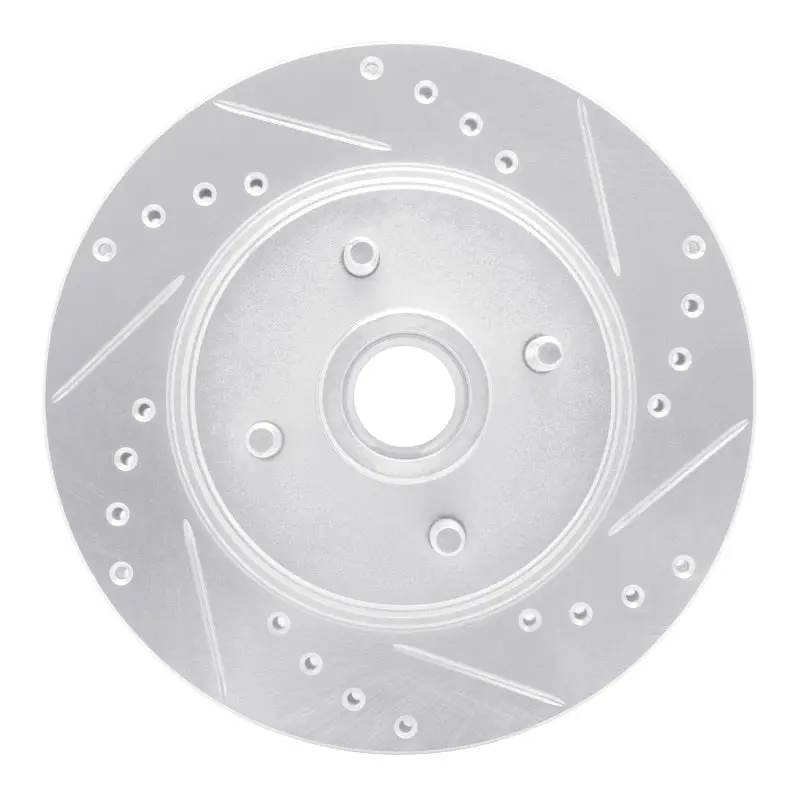 R1 87-88 Ford Thunderbird Front Right Drilled & Slotted Silver Brake Rotor 1