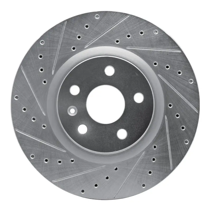 R1 08-17 Cadillac Cts Front Left Drilled & Slotted Silver Brake Rotor 1