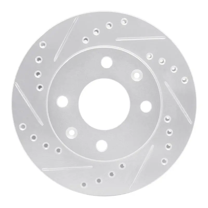 R1 83-87 Honda Prelude Front Left Drilled & Slotted Silver Brake Rotor 1