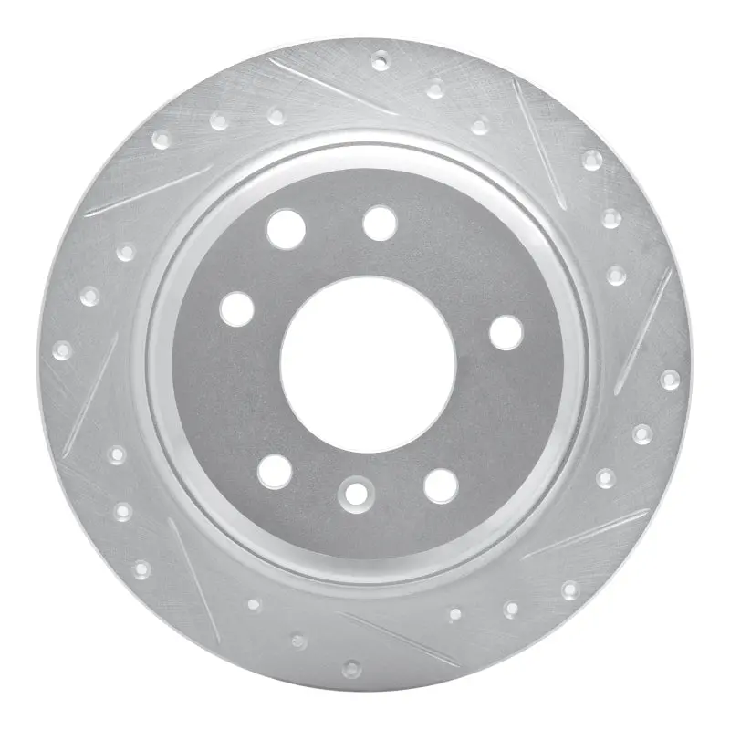R1 90-95 Jaguar Xj12 Rear Right Drilled & Slotted Silver Brake Rotor 1