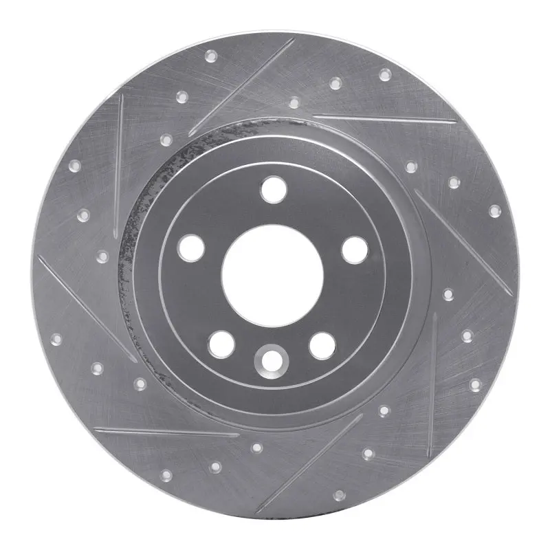 R1 16-19 Land Rover Range Rover Evoque Rear Left Drilled & Slotted Silver Brake Rotor 1