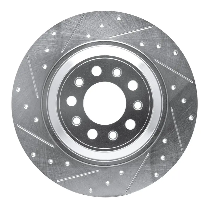 R1 14-23 Jeep Cherokee Rear Left Drilled & Slotted Silver Brake Rotor 1