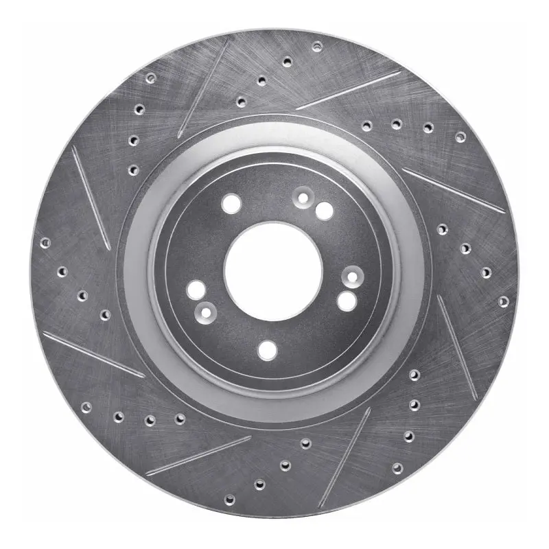 R1 18-20 Genesis G80 Front Left Drilled & Slotted Silver Brake Rotor 1