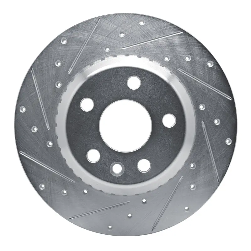 R1 20-22 Jaguar E-Pace Rear Left Drilled & Slotted Silver Brake Rotor 1