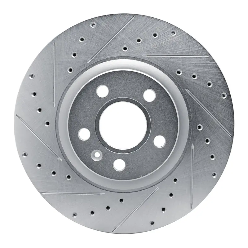 R1 17-25 Volvo V90 Front Left Drilled & Slotted Silver Brake Rotor 1