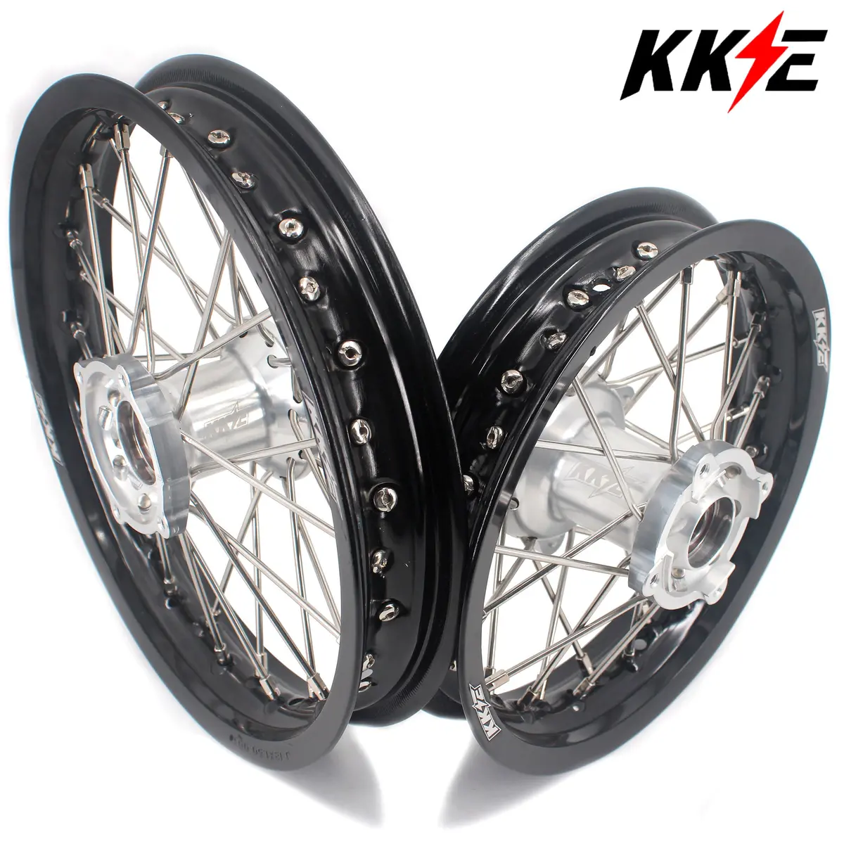 Kke 12 & 10 Kid's Wheels For Ktm Sx50 2014-2023 For Gas Gas Mc50 2021-2024  Mini Bike Silver&Black 1