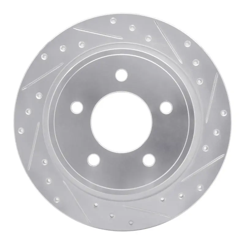 R1 04-08 Chrysler Pacifica Rear Right Drilled & Slotted Silver Brake Rotor 1