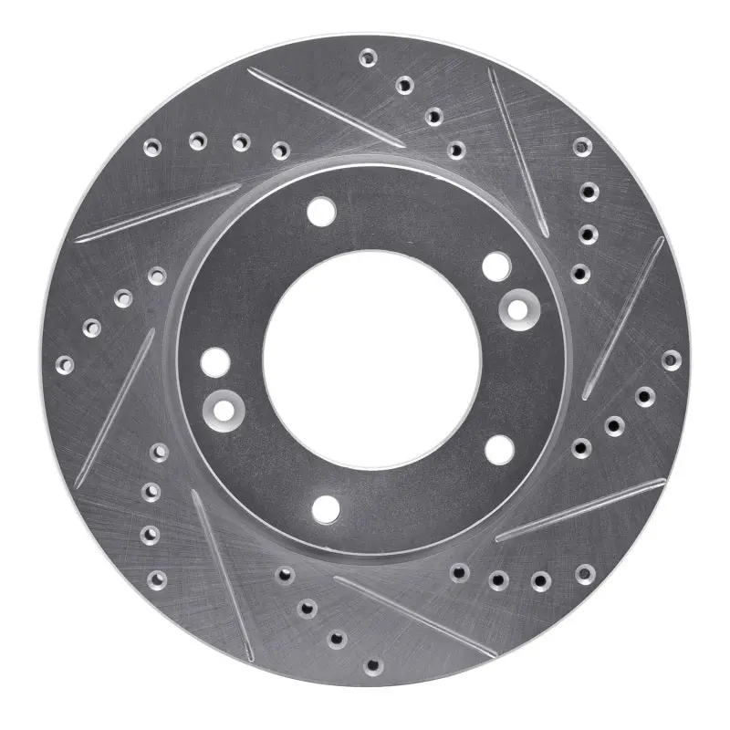 R1 07-09 Kia Sorento Front Right Drilled & Slotted Silver Brake Rotor 1