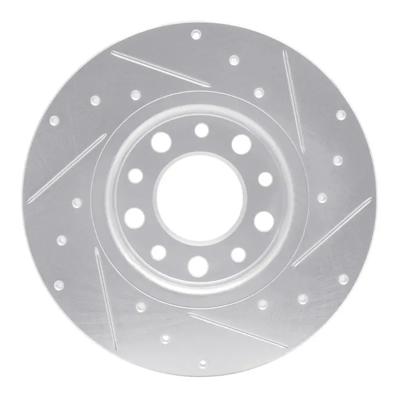 R1 14-22 Chrysler 200 Rear Left Drilled & Slotted Silver Brake Rotor 2