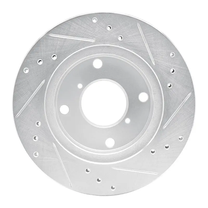 R1 89-94 Suzuki Swift Front Left Drilled & Slotted Silver Brake Rotor 2