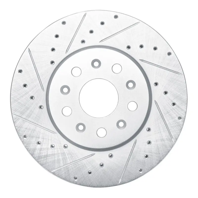 R1 14-20 Cadillac Ct6 Front Left Drilled & Slotted Silver Brake Rotor 1