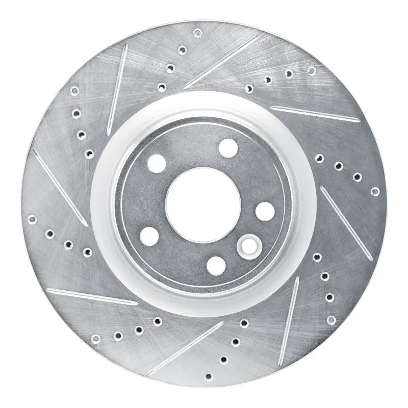 R1 20-20 Jaguar F-Pace Front Left Drilled & Slotted Silver Brake Rotor 1