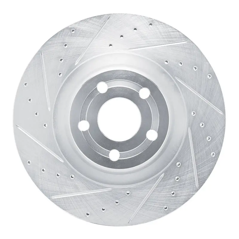 R1 22-25 Ford Maverick Front Left Drilled & Slotted Silver Brake Rotor 1