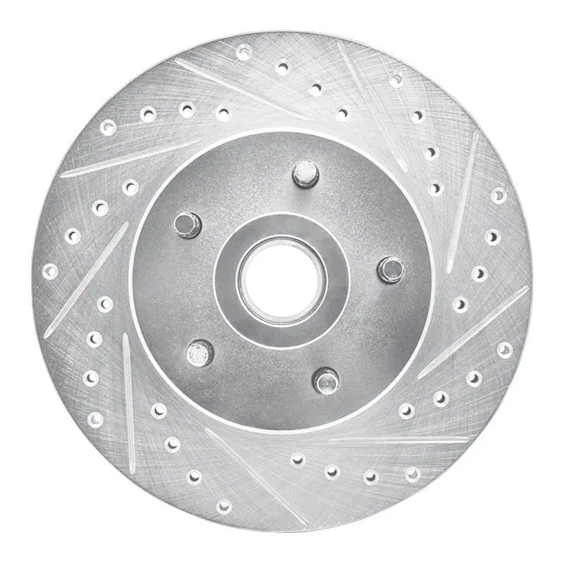 R1 1974-1980 Ford Granada Front Right Drilled & Slotted Silver Brake Rotor 1
