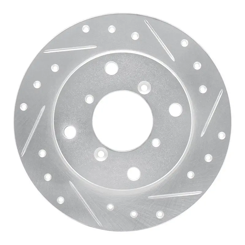 R1 89-94 Suzuki Swift Rear Right Drilled & Slotted Silver Brake Rotor 1