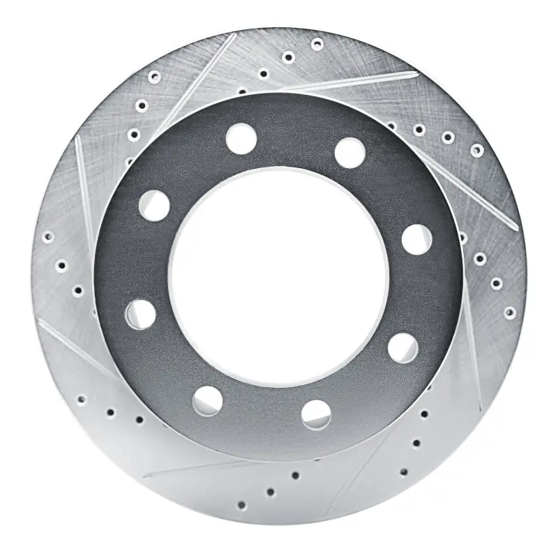 R1 21-25 Chevrolet Express 3500 Rear Left Drilled & Slotted Silver Brake Rotor 1