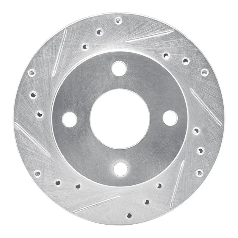 R1 81-94 Ford Escort Front Left Drilled & Slotted Silver Brake Rotor 1