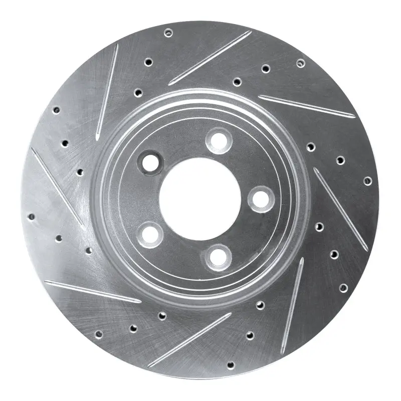 R1 06-10 Jaguar Xf Front Left Drilled & Slotted Silver Brake Rotor 1