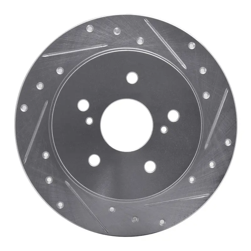 R1 07-14 Suzuki Sx4 Rear Right Drilled & Slotted Silver Brake Rotor 1