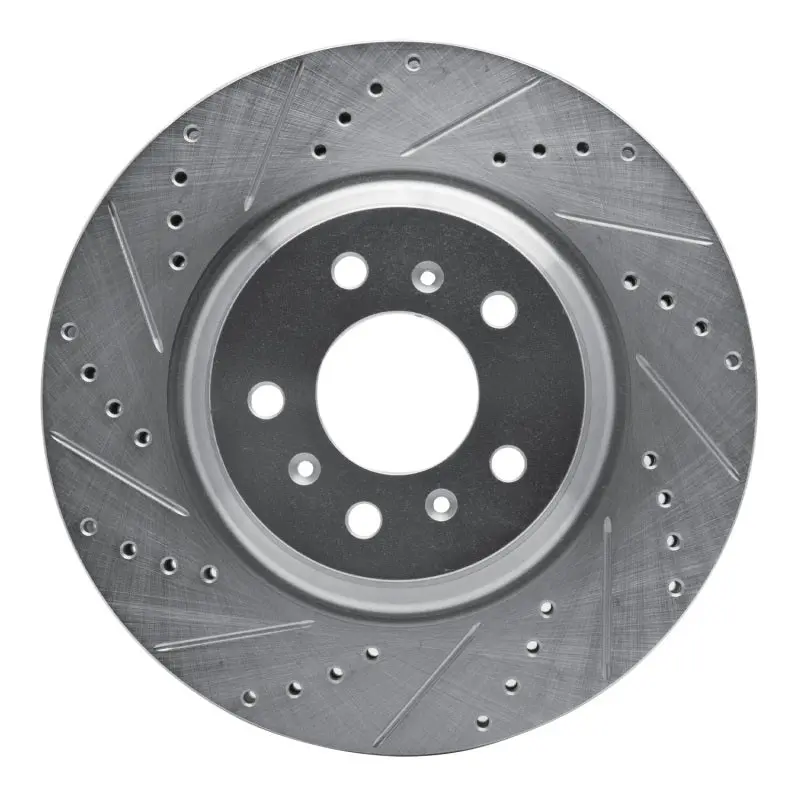 R1 06-16 Buick Allure Front Left Drilled & Slotted Silver Brake Rotor 1