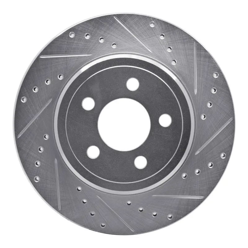R1 05-23 Chrysler 300 Rear Right Drilled & Slotted Silver Brake Rotor 1