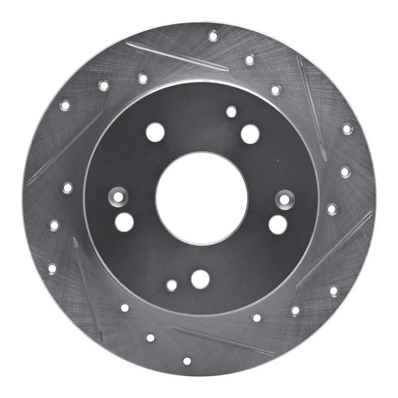 R1 97-01 Acura Integra Rear Right Drilled & Slotted Silver Brake Rotor 1