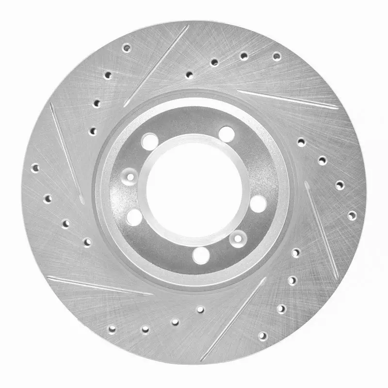 R1 81-89 Alfa Romeo Milano Front Left Drilled & Slotted Silver Brake Rotor 1