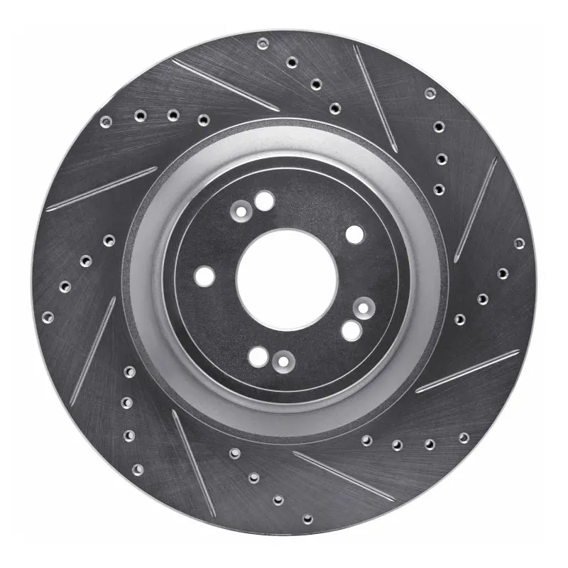 R1 18-20 Genesis G80 Front Right Drilled & Slotted Silver Brake Rotor 1