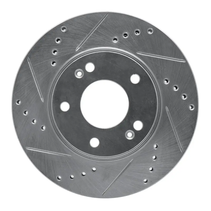 R1 01-05 Hyundai Santa Fe Front Left Drilled & Slotted Silver Brake Rotor 1