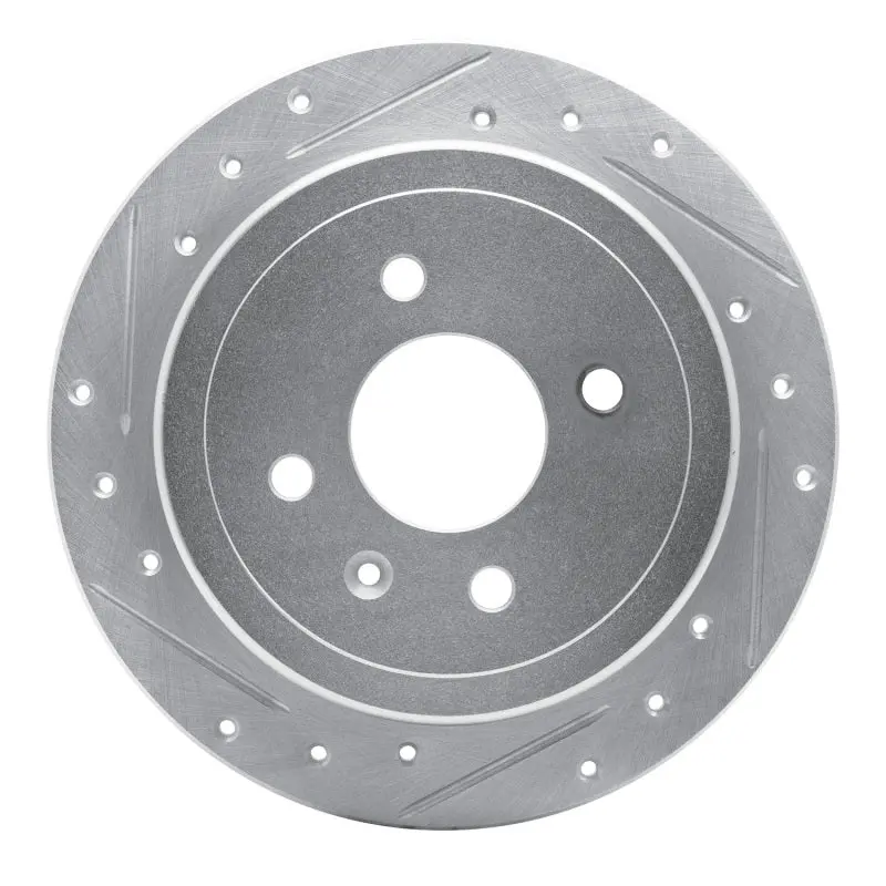 R1 14-16 Chevrolet Spark Ev Rear Left Drilled & Slotted Silver Brake Rotor 1