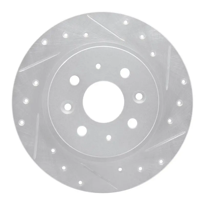 R1 98-03 Kia Sephia Rear Right Drilled & Slotted Silver Brake Rotor 1