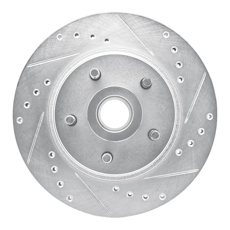 R1 82-87 Ford Mustang Front Right Drilled & Slotted Silver Brake Rotor 1