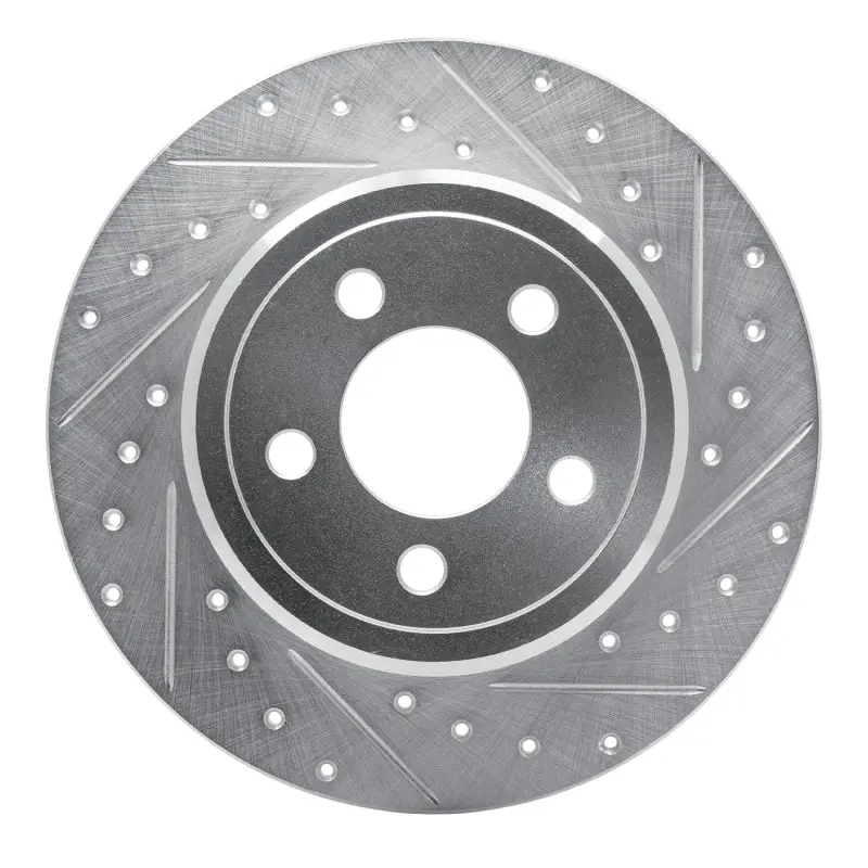 R1 2005-2023 Chrysler 300 Rear Right Drilled & Slotted Silver Brake Rotor 1