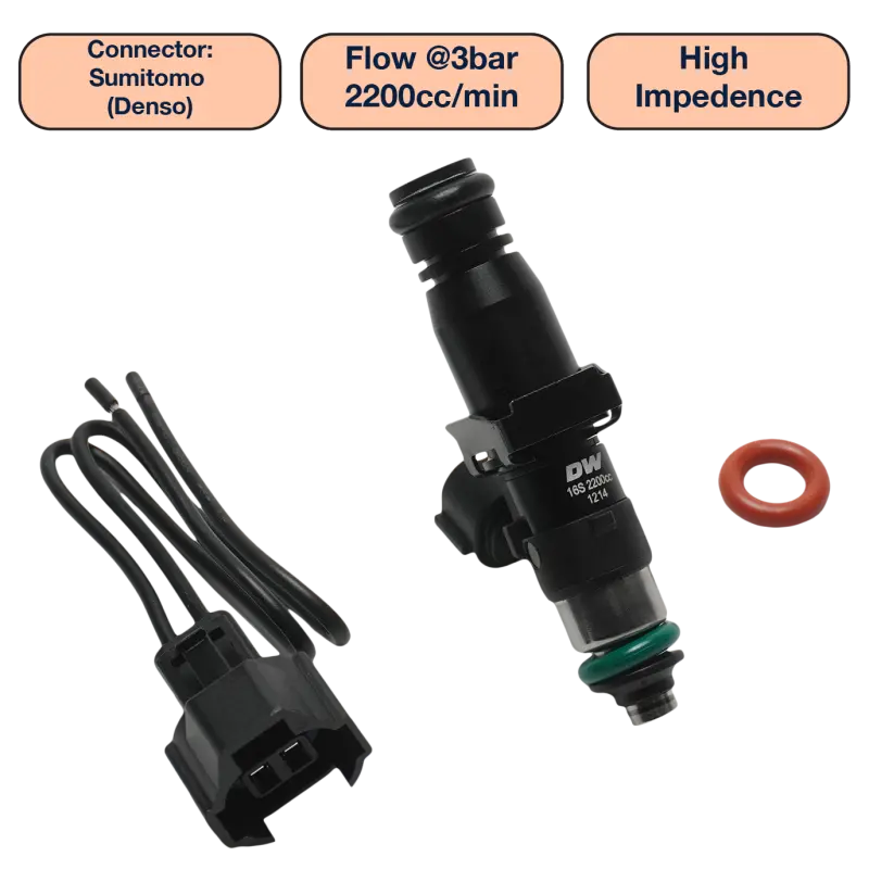 Deatschwerks Universal 2200Cc Single Fuel Injector / 60Mm Length / 14Mm O-Ring Seals 1