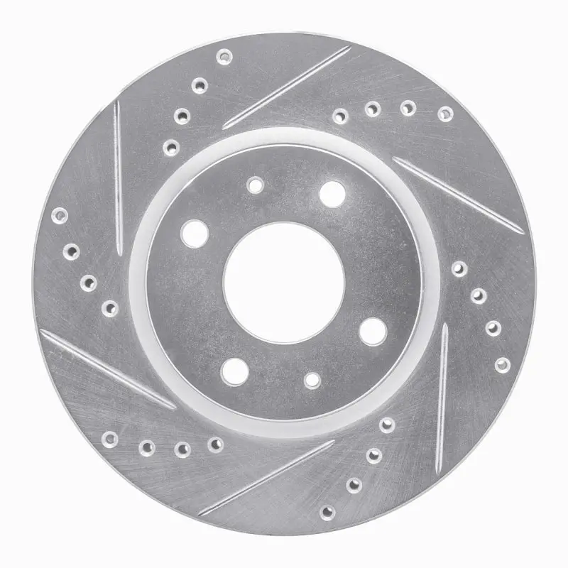 R1 87-94 Mazda 323 Rear Left Drilled & Slotted Silver Brake Rotor 1