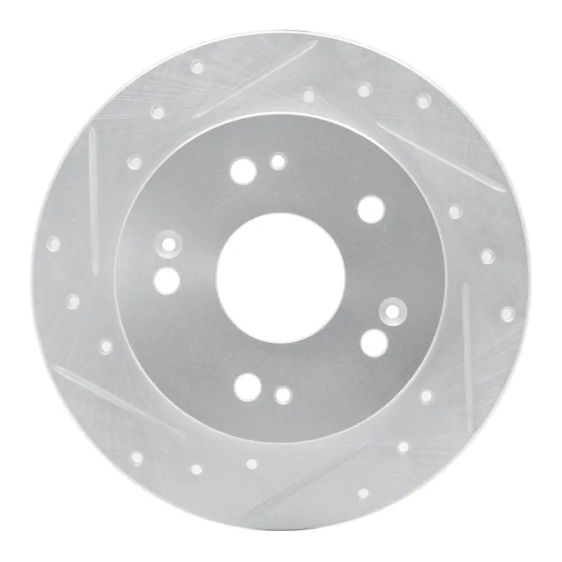 R1 06-15 Honda Civic Si Rear Left Drilled & Slotted Silver Brake Rotor 1