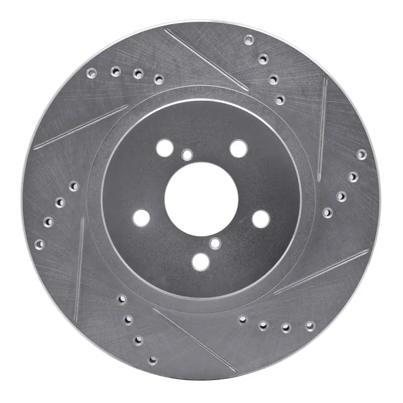 R1 17-23 Subaru Impreza Front Right Drilled & Slotted Silver Brake Rotor 1