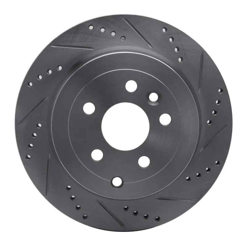 R1 08-12 Land Rover Lr2 Rear Right Drilled & Slotted Silver Brake Rotor 1